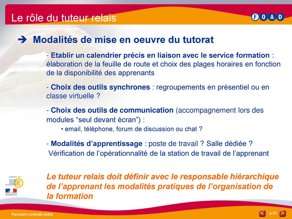 Parcours bureautique Contrats aidés Formation des tuteurs relais 2D